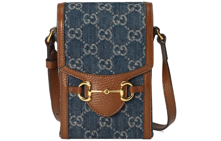 

Сумка для телефона Gucci Horsebit 1955, синий/коричневый