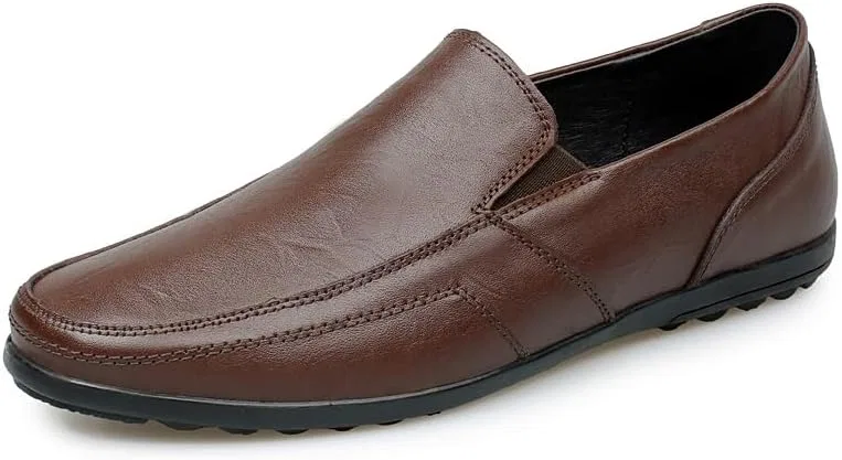 Лоферы кожаные Vegan Leather мужские, коричневые SayfuR