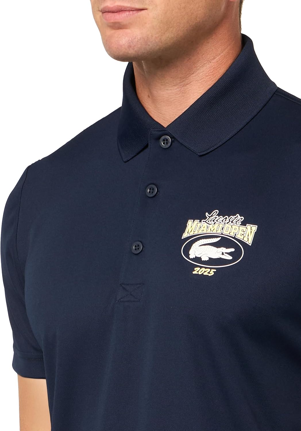 Lacoste мужская спортивная футболка-поло Miami Open Edition Ultra Dry, Navy Blue — фото 3