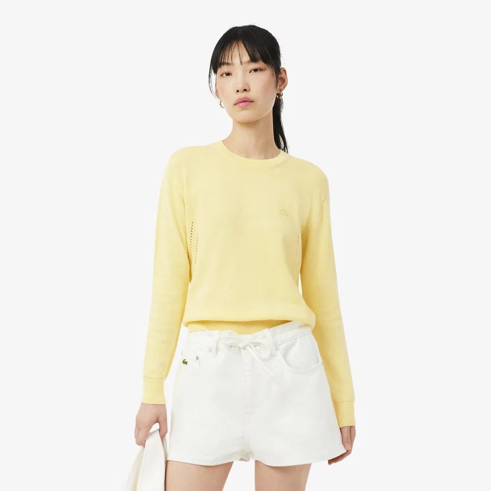 Свитер Lacoste Лёгкий хлопковый, светло-жёлтый