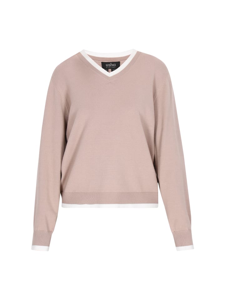 

Женский свитер серо-коричневого цвета с оттенком белого usha BLACK LABEL