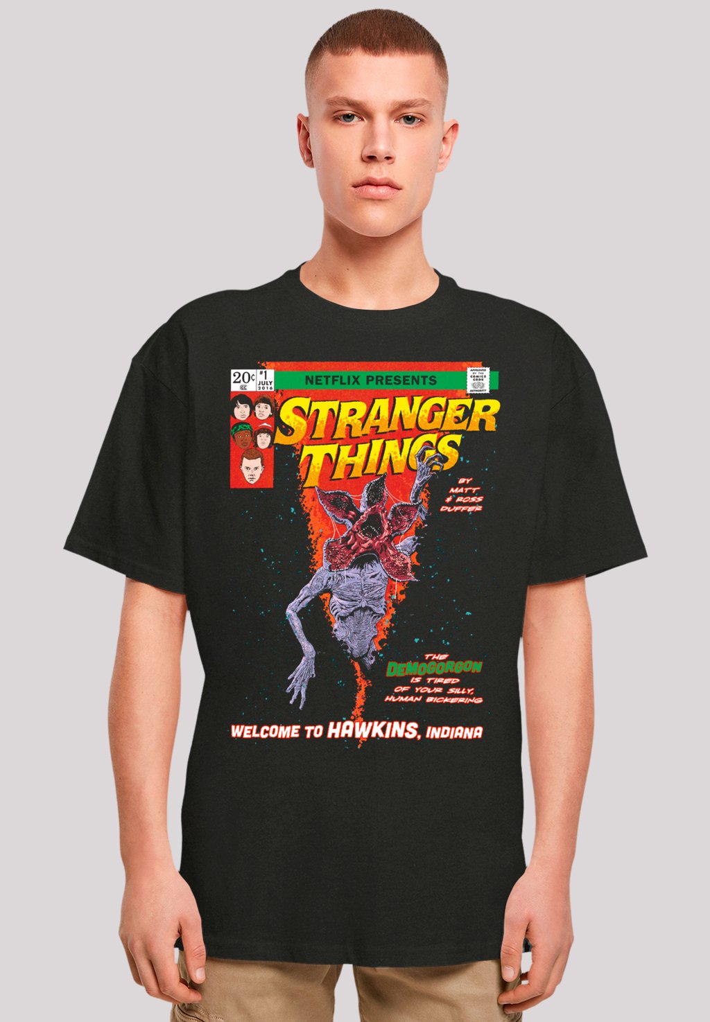 

Футболка с принтом STRANGER THINGS COMIC COVER NETFLIX TV SERIES F4NT4STIC, черный