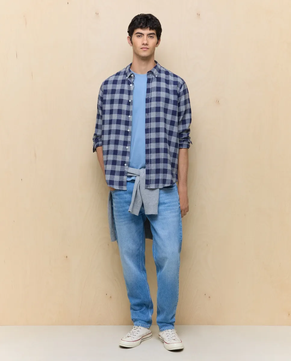 

Мужская фланелевая рубашка в клетку Easy Wear, темно-синий