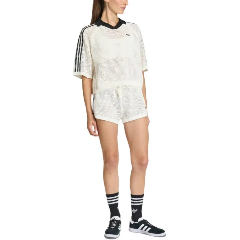 Шорты crochet 3-Stripes Adidas Originals, Ecru — фото 4