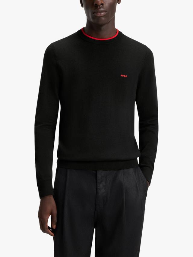 

Хлопковый джемпер HUGO с круглым вырезом HUGO BOSS, Black