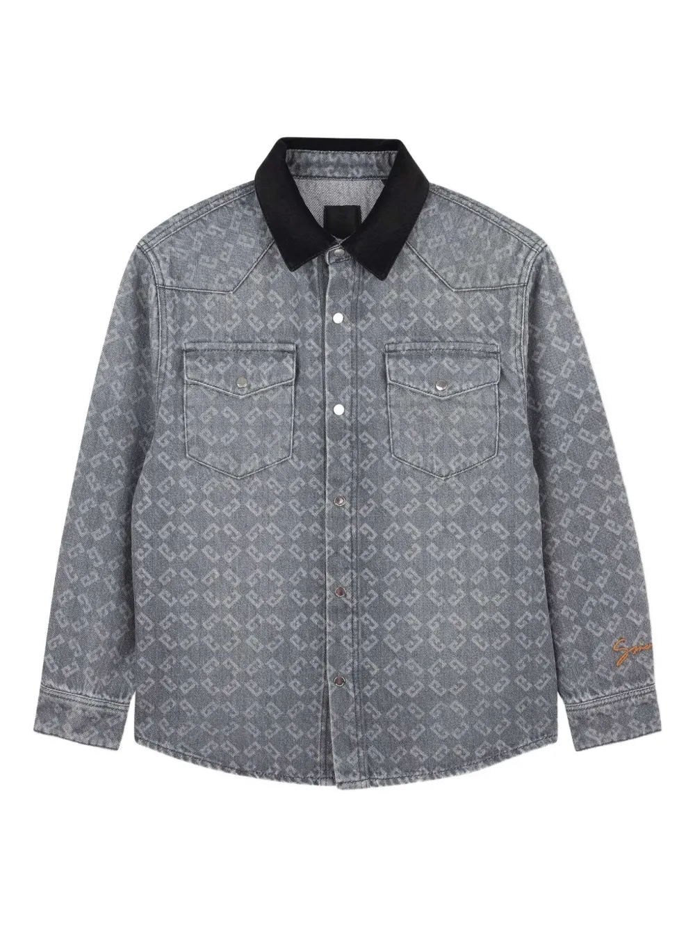 

Джинсовая рубашка с монограммой Givenchy Kids, серый