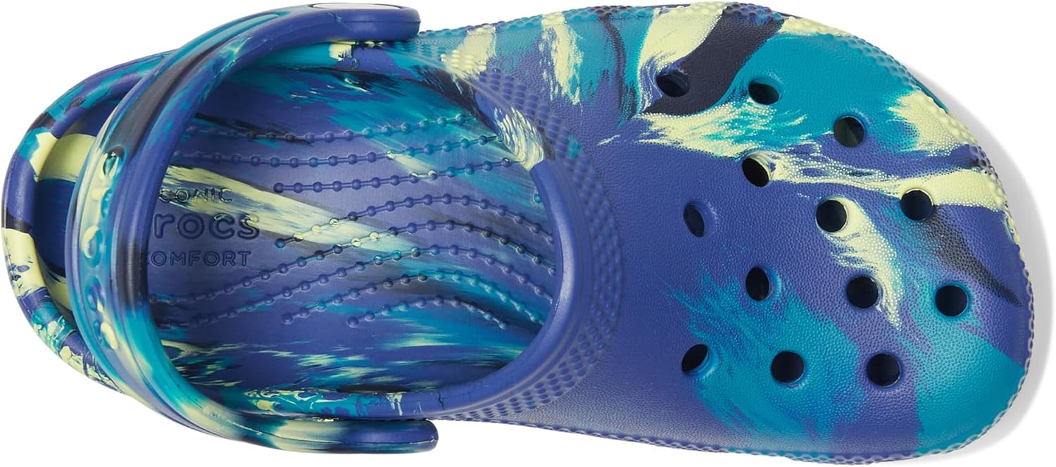 Детские сабо Crocs унисекс, классические, с мраморным рисунком, акварельным рисунком, размер K, бирюзовый — фото 4