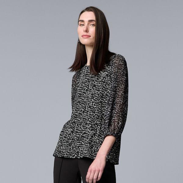

Женский топ из смешанной техники с рукавами 3/4 Simply Vera Vera Wang, цвет black texture