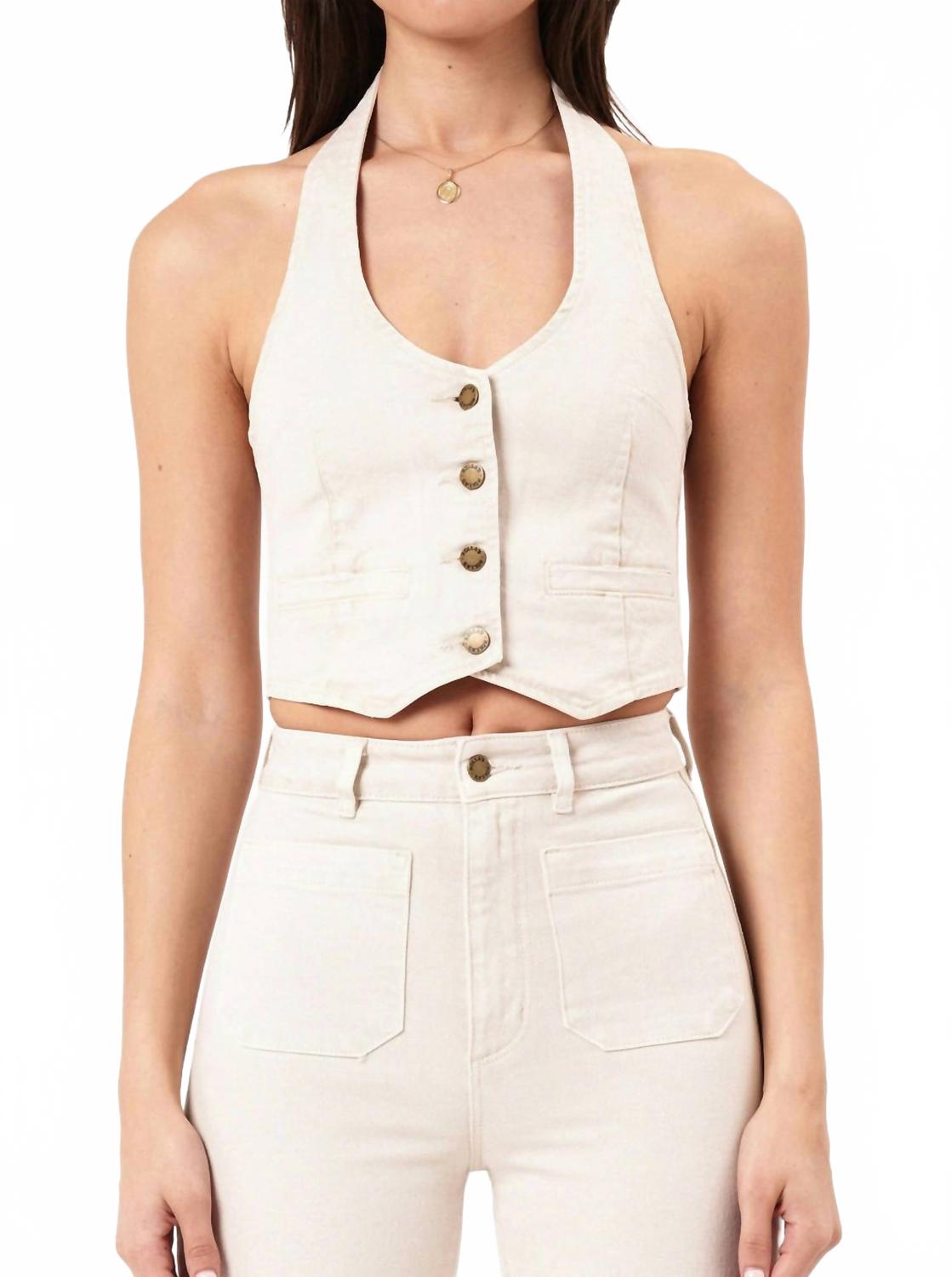 

Жилет из эластичного денима с халтером, цвет Off White ROLLA'S