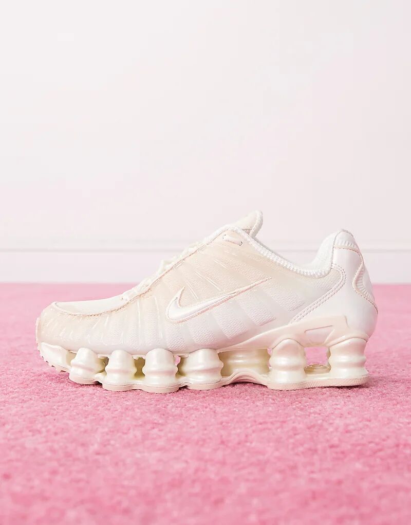 Кроссовки Nike Shox TL с перламутровым эффектом в кремово-белом цвете — фото 2