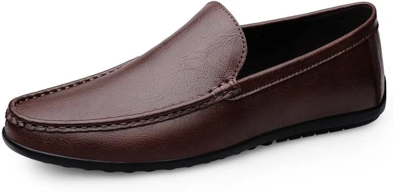 Лоферы кожаные Mens Loafers Round Toe Solid Color, коричневый PUGHGAETZF — фото 2