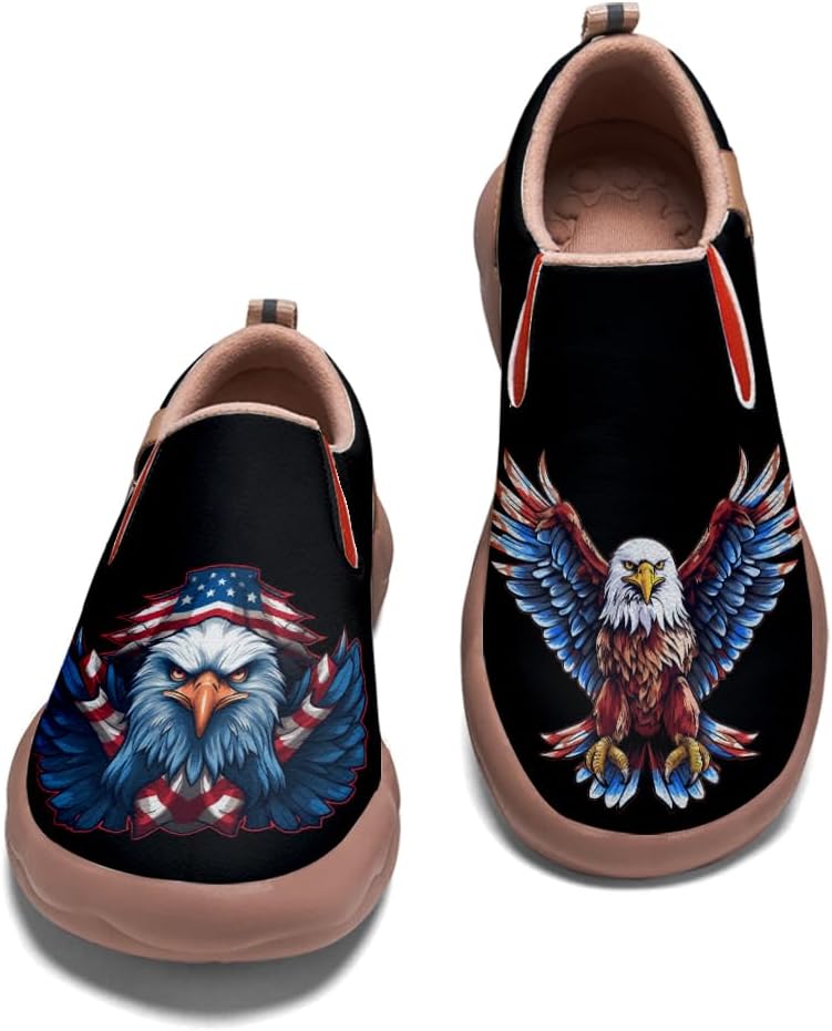 

Мужские туристические туфли слипоны лоферы с рисунком, повседневные кроссовки для ходьбы, подошва с изображением волка Onehorse, Eagle_07