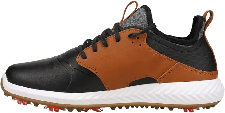 Мужские гольф-кроссовки PUMA Ignite Pwradapt Caged Crafted, Puma Black Leather Brown Puma Team Gold — фото 4