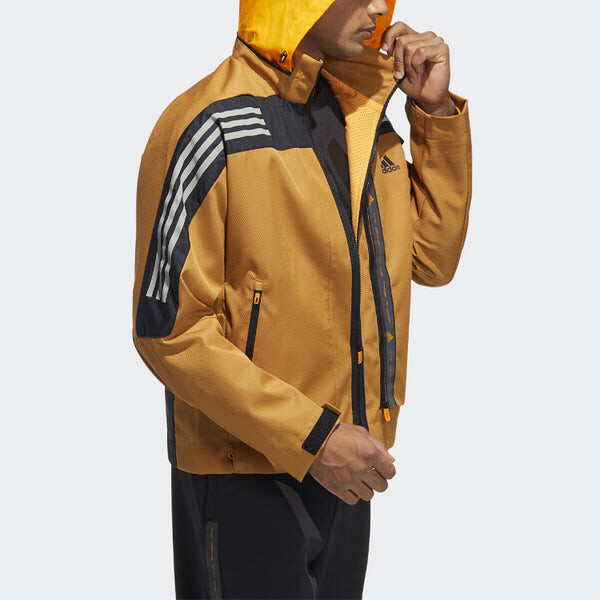 Куртка Men's adidas Logo Stripe Printing Hooded Jacket Brown, коричневый — фото 4
