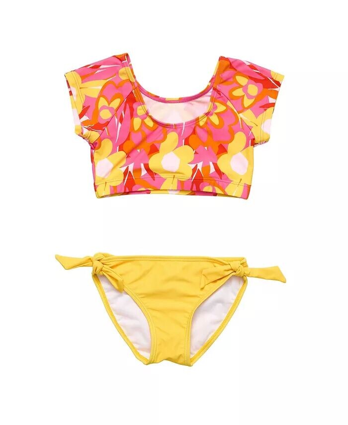 

Комплект топа Pop of Sunshine Crop SS Rash для малышей и девочек Snapper Rock, розовый