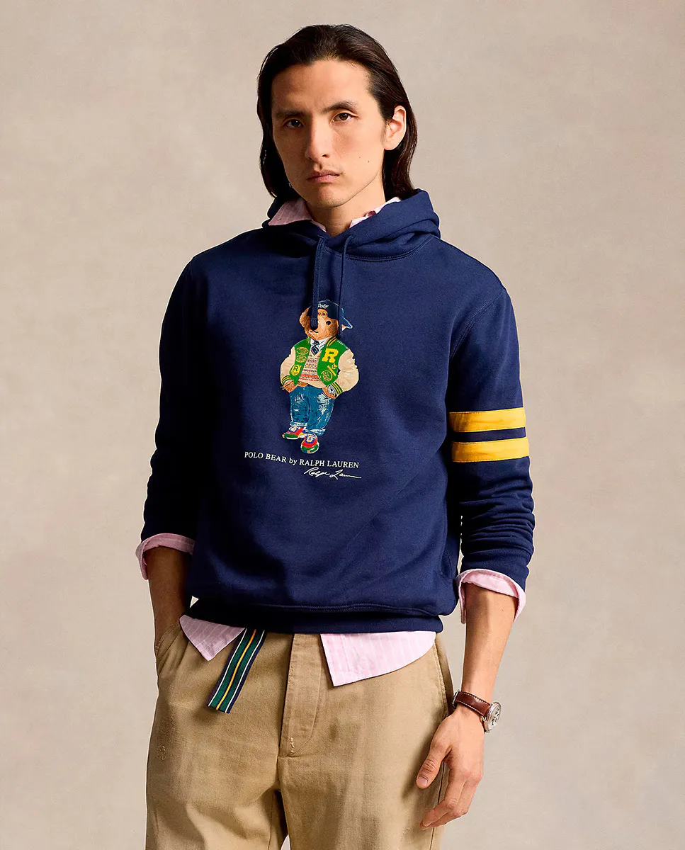 

Мужская толстовка с капюшоном и принтом Polo Bear Polo Ralph Lauren, темно-синий