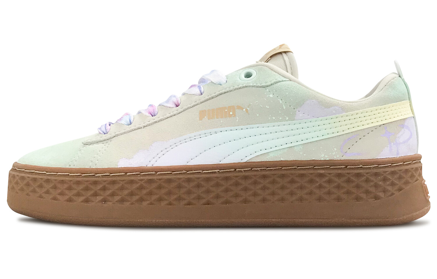 

Кроссовки Puma Smash Platform Skateboarding Shoes Women's Low-top Blue/Green/Purple/Beige, зеленый