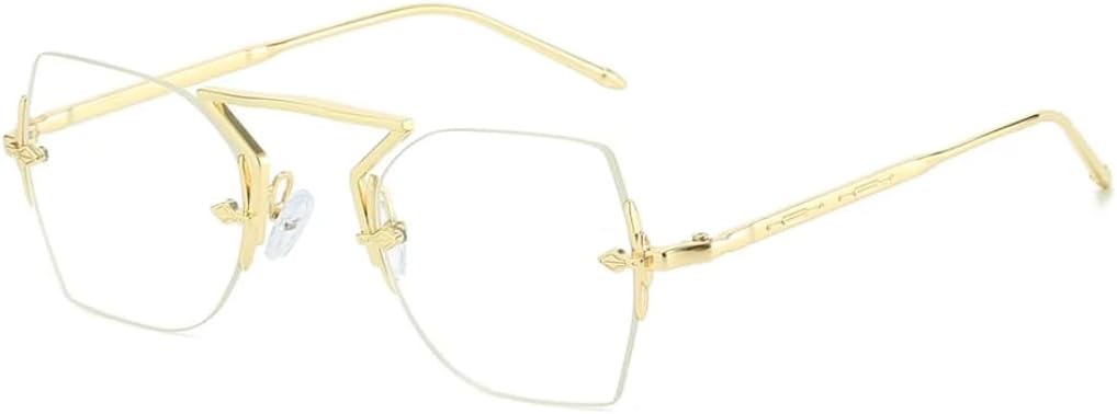 

Винтажные безободковые панк-солнцезащитные очки для женщин, роскошные модные очки в металлической оправе в стиле стимпанк, солнцезащитные очки для женщин с защитой от УФ-излучения UV400 UUPTTPL, Gold Clear