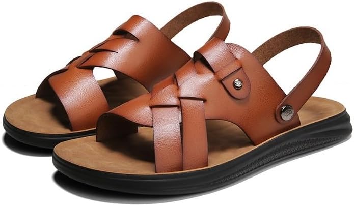 

Мужские сандалии Zestrelax для улицы, дышащие, кожаные пляжные тапочки, слайдоны для удобного вождения, комфортные, повседневные, деловые и другие, коричневый