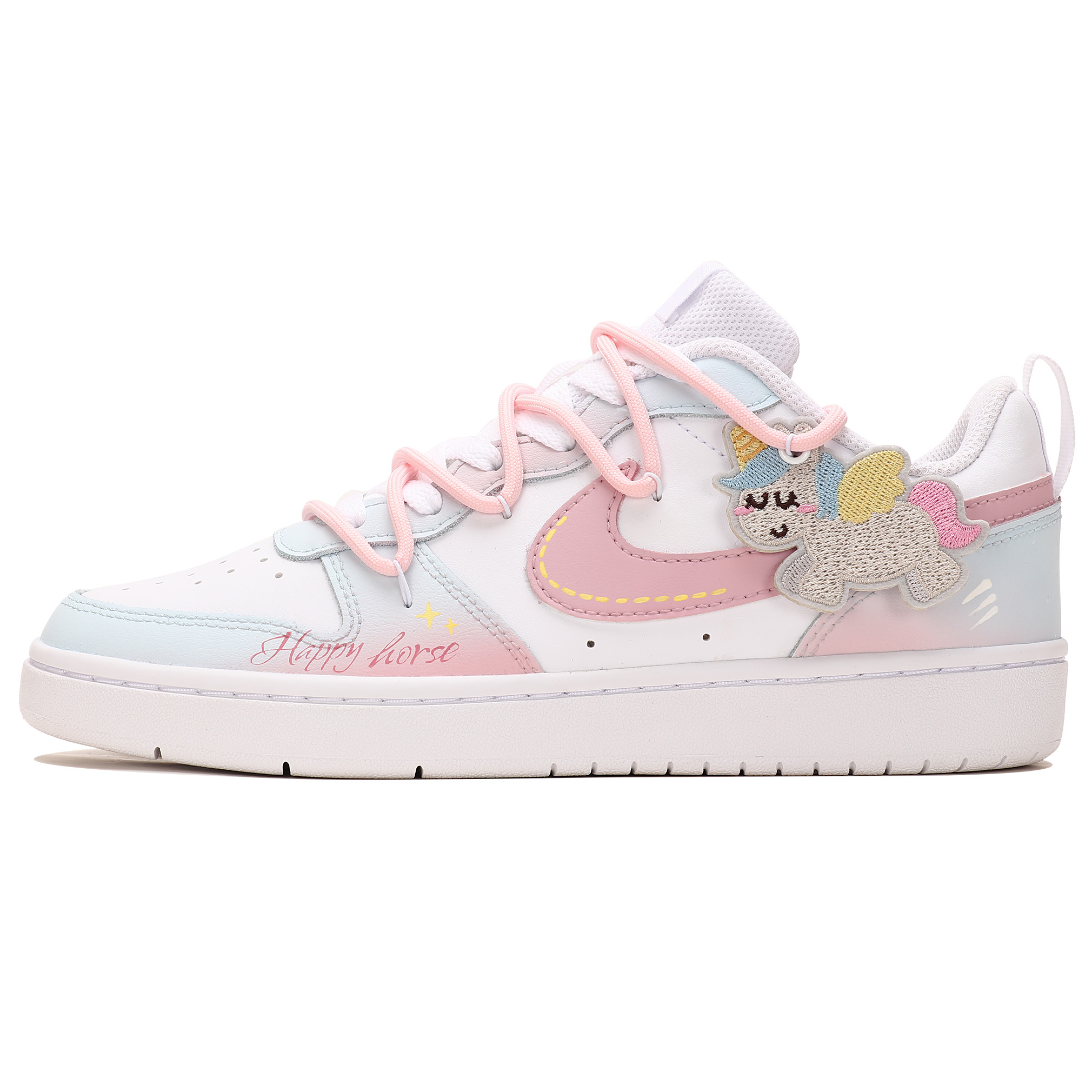 

Nike Детские скейтбордистские кроссовки Court Borough Pegasus Adventure с амортизацией и противоскользящей подошвой, розово-голубые, для подростков