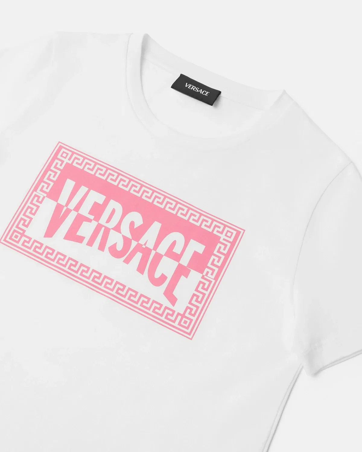 Детская футболка из хлопкового трикотажа с принтом VERSACE, розовый — фото 4