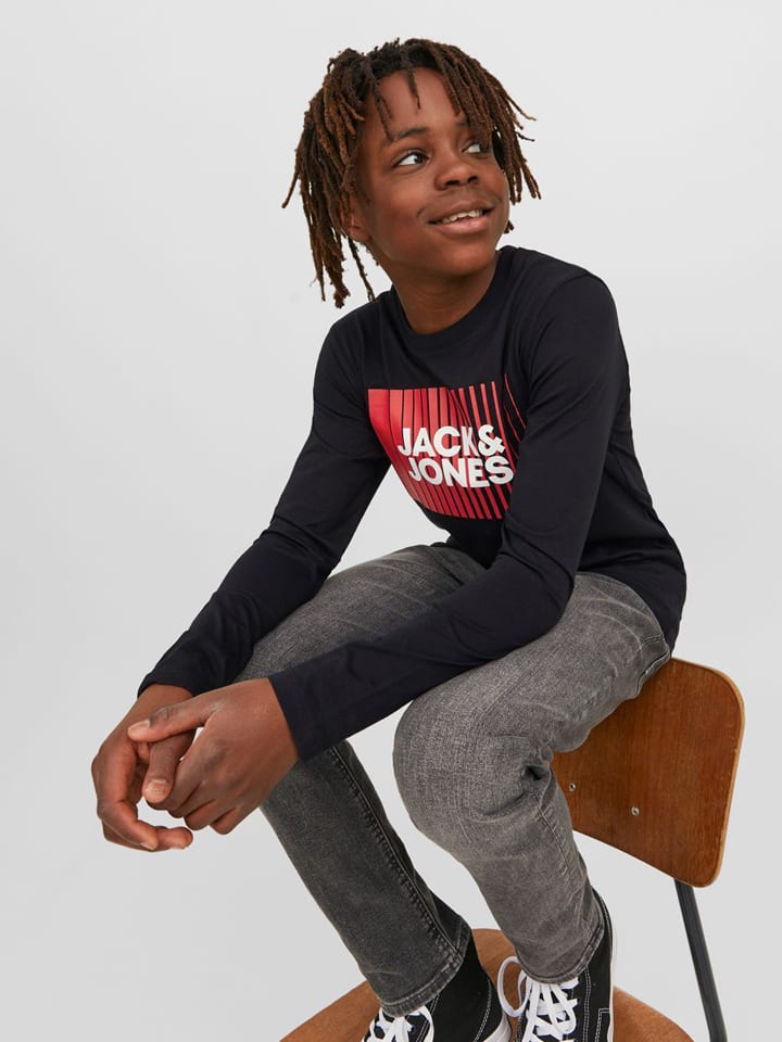 JACK & JONES Junior Футболка с длинными рукавами черного цвета — фото 2