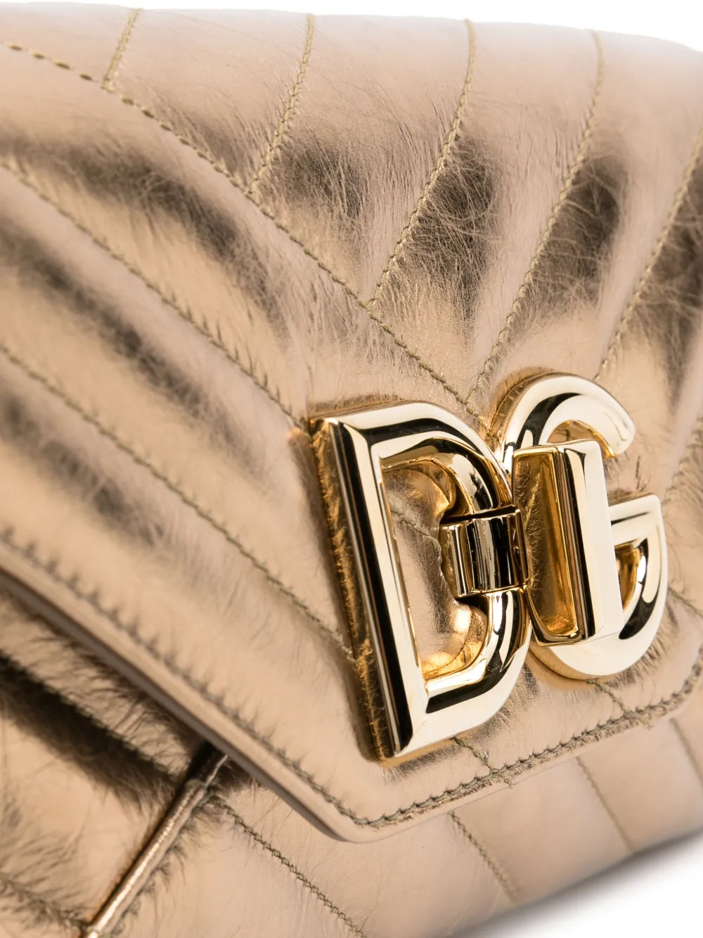 Стеганая сумка на плечо с логотипом DOLCE & GABBANA, золотой — фото 4