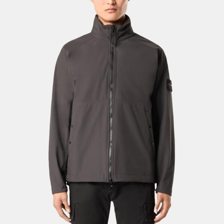 STONE ISLAND Куртка с высоким воротником на молнии, Charcoal Gray — фото 4