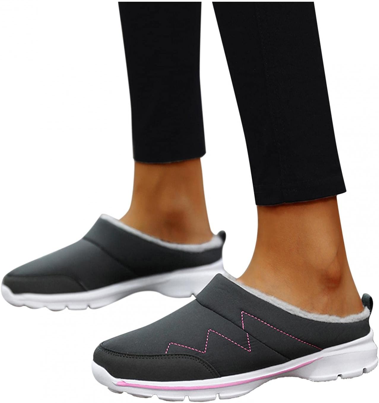 

Женские и мужские зимние туфли Hbeylia Fuzzy Mule с теплым плюшевым мехом и флисовой подкладкой, низкие, серый