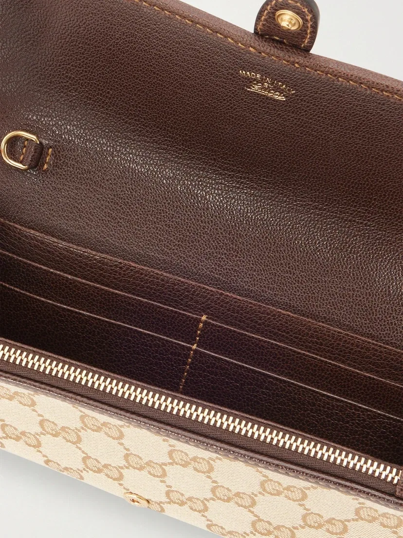 Кошелек GUCCI Jackie из жаккардового канваса с кожаной отделкой, бежевый — фото 4