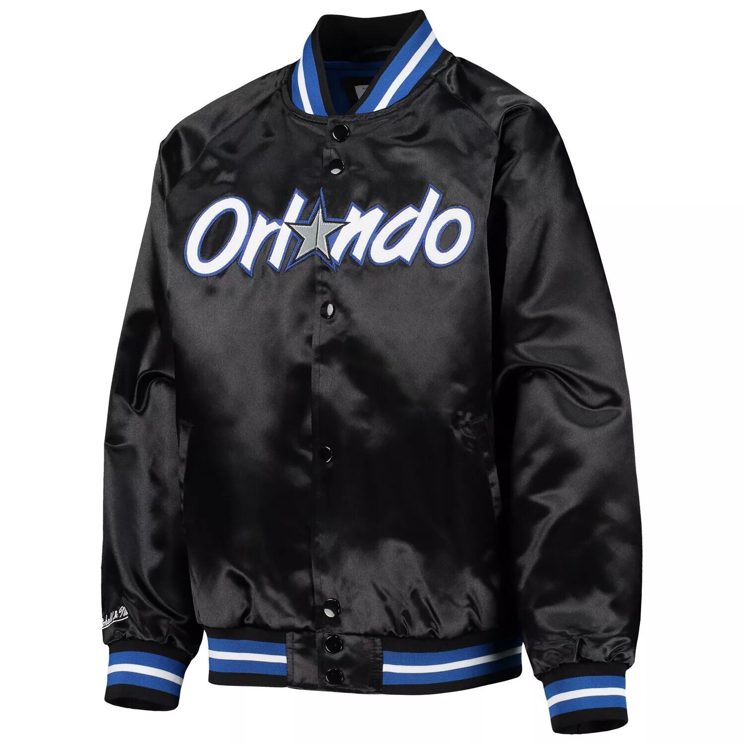 Молодежная куртка Mitchell & Ness Black Orlando Magic Hardwood Classic с атласной курткой на кнопках реглан Unbranded — фото 2