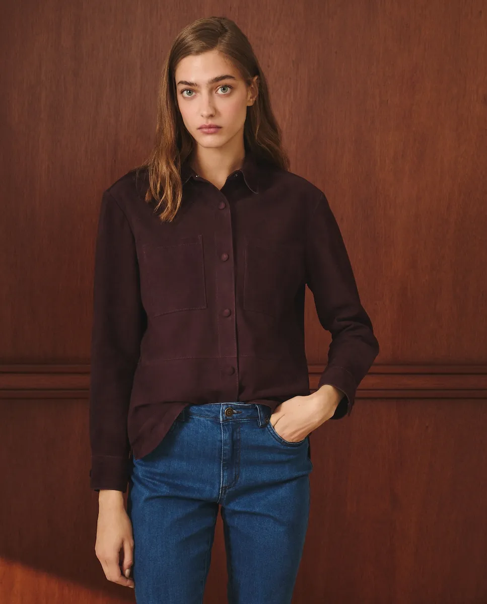 

Женская короткая однотонная рубашка-оверсайз Lloyd's, баклажановый