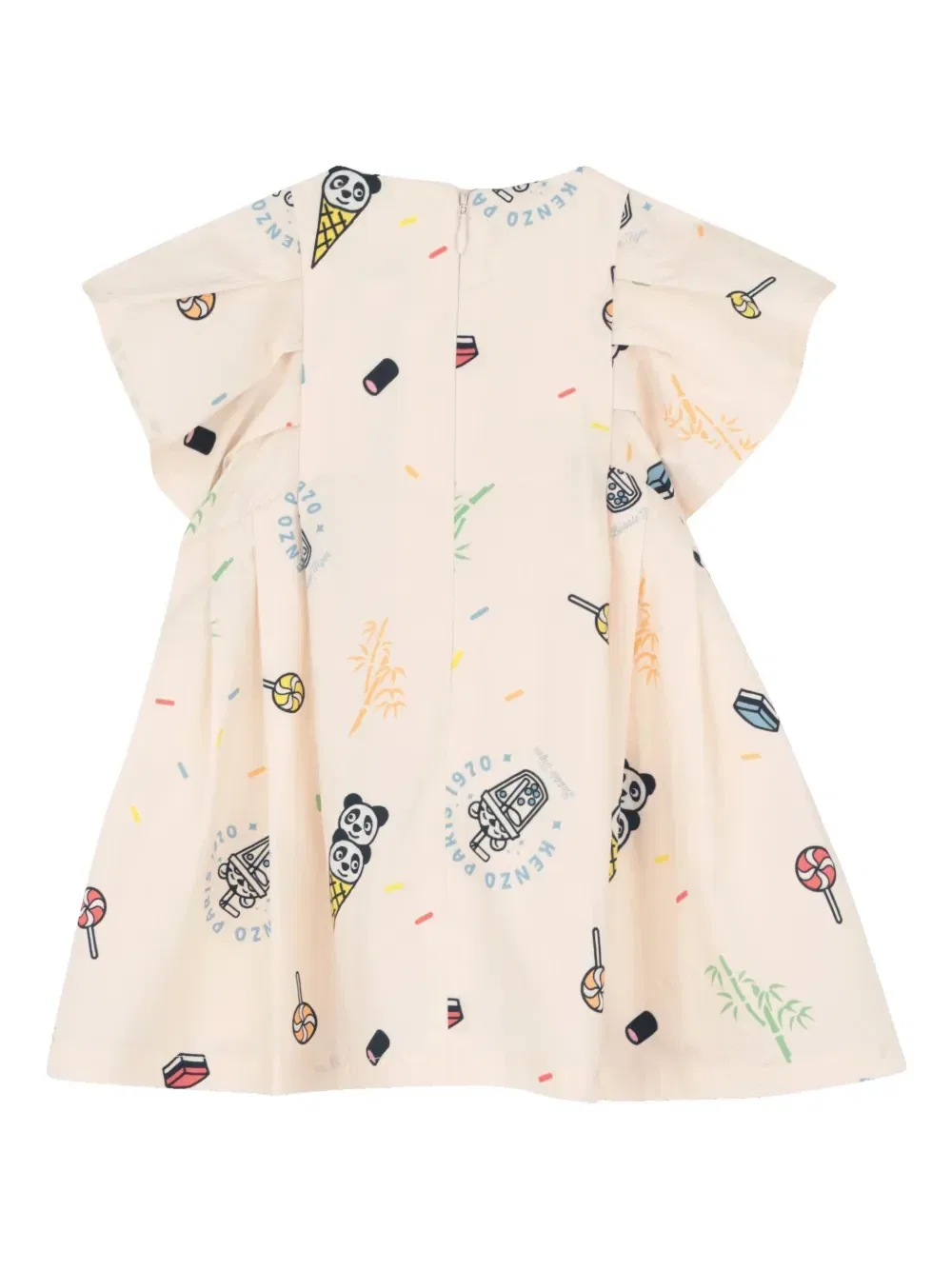 Платье с графичным принтом и складками Kenzo Kids, бежевый — фото 2