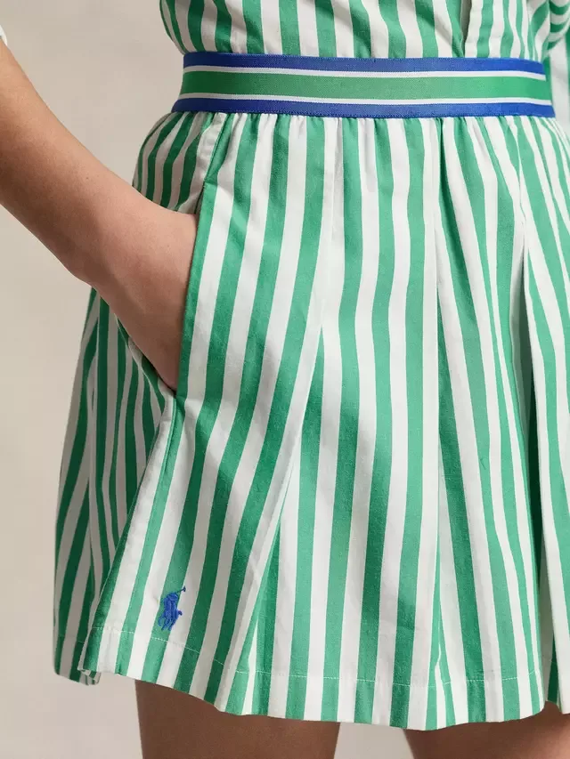 Детские хлопковые шорты в полоску, цвет стебель/белый Ralph Lauren — фото 2