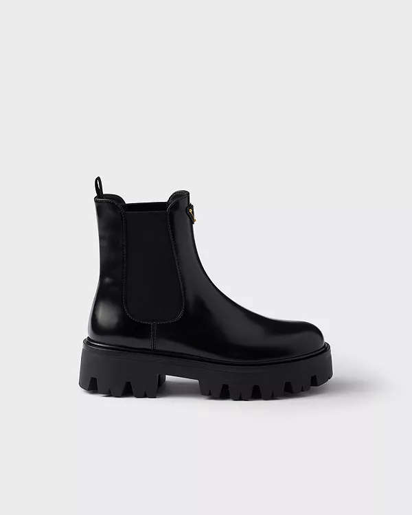 Женские ботильоны из матовой кожи Prada, черный — фото 2