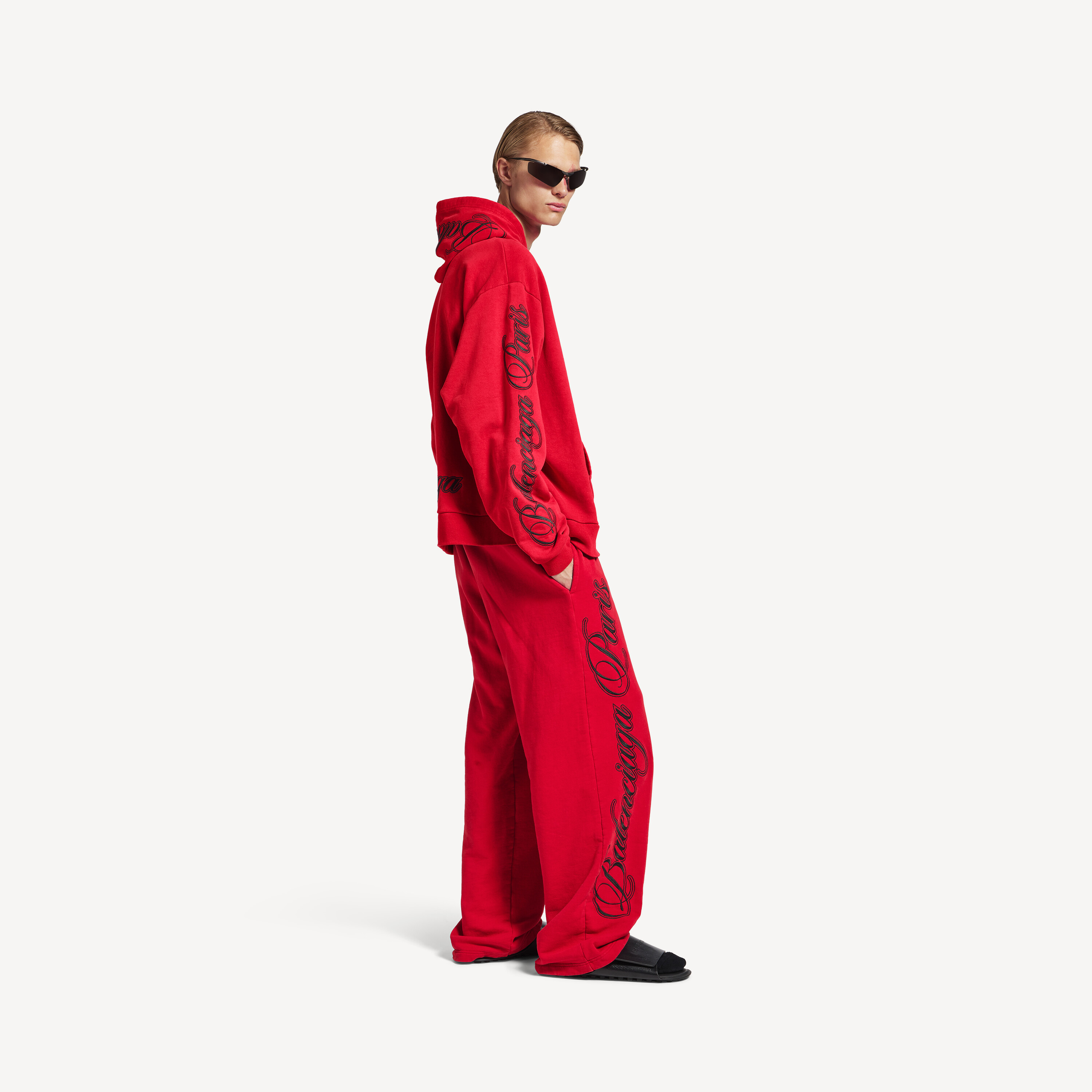 Худи Balenciaga Cursive Oversized, красный/черный — фото 3