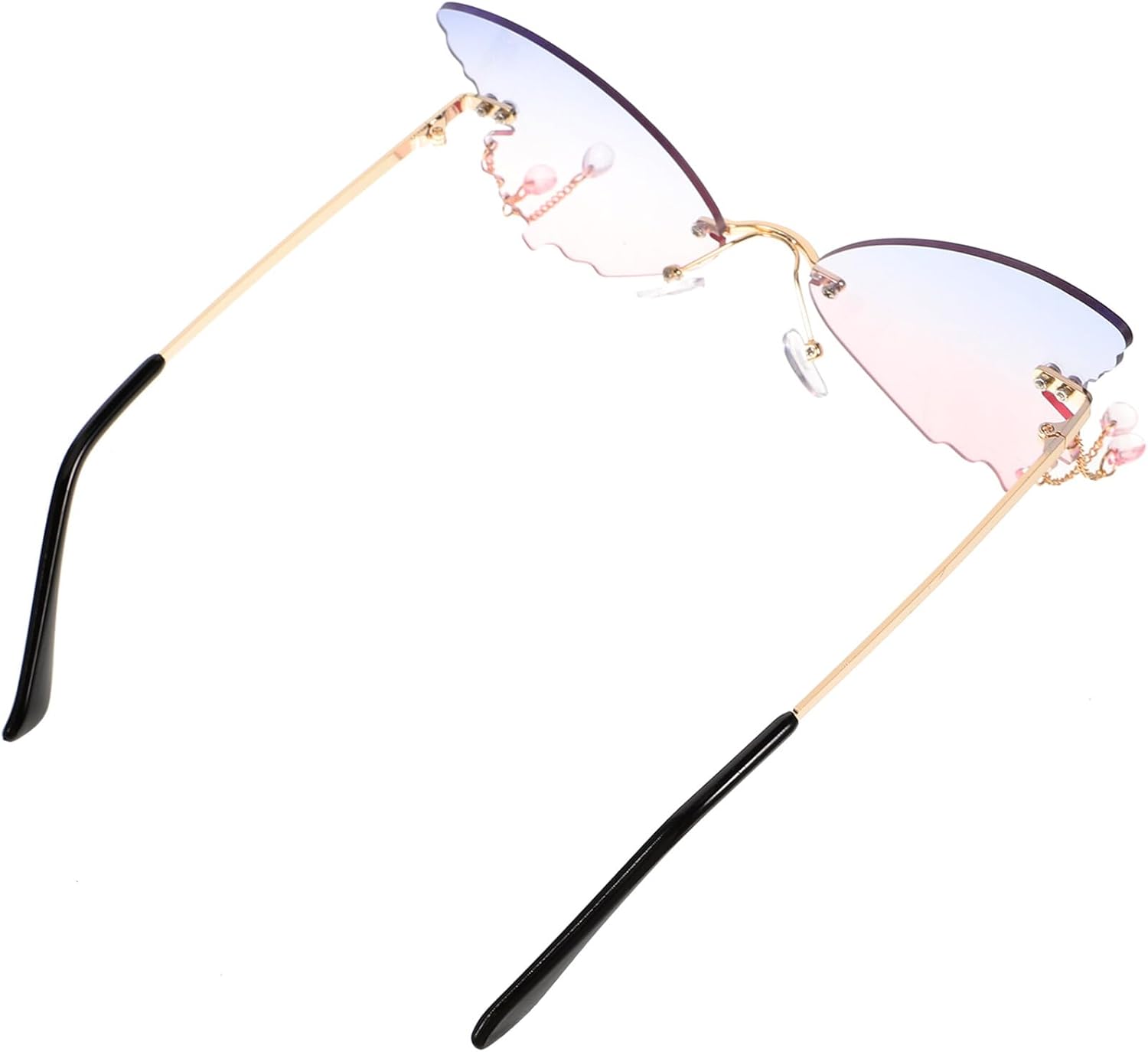 

Женские солнцезащитные очки без оправы «Бабочка» в винтажном стиле 90-х, сине-розовые линзы, защита от УФ-излучения, стильные очки для подростков, дискотека, вечеринка Ipetboom, Assorted Color