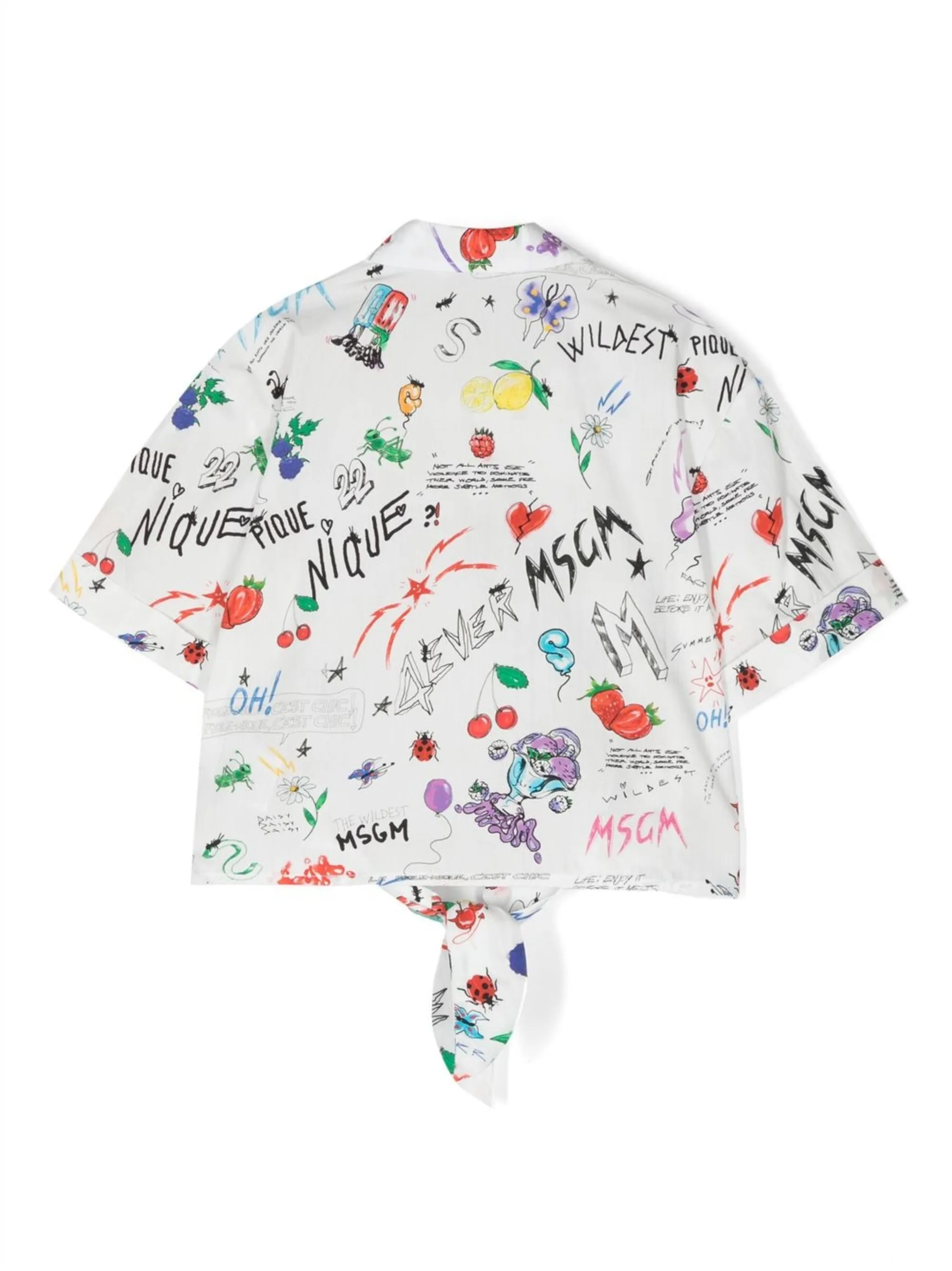 Укороченная блузка с графичным принтом Msgm Kids, белый — фото 2