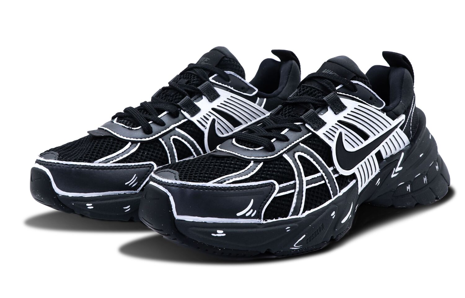 Nike V2K Беговые кроссовки для женщин с амортизацией, противоскользящей и износостойкой подошвой, низкие, серебристые, цвет Silver — фото 3