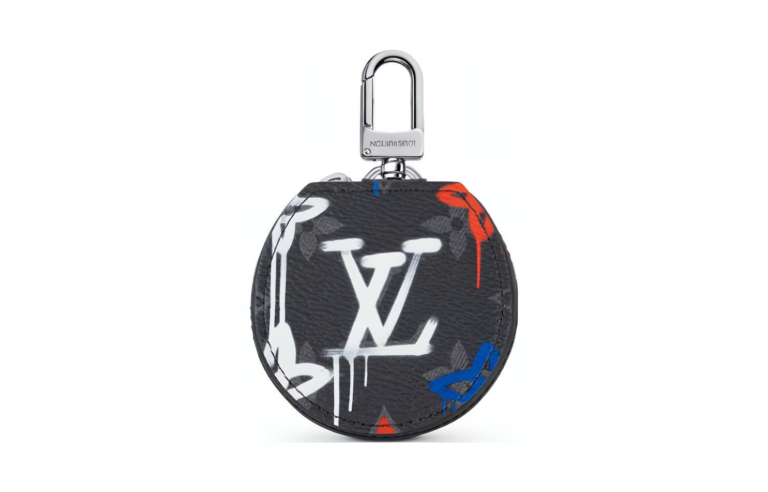 

LOUIS VUITTON Кожаный чехол для наушников из парусины мужской серый