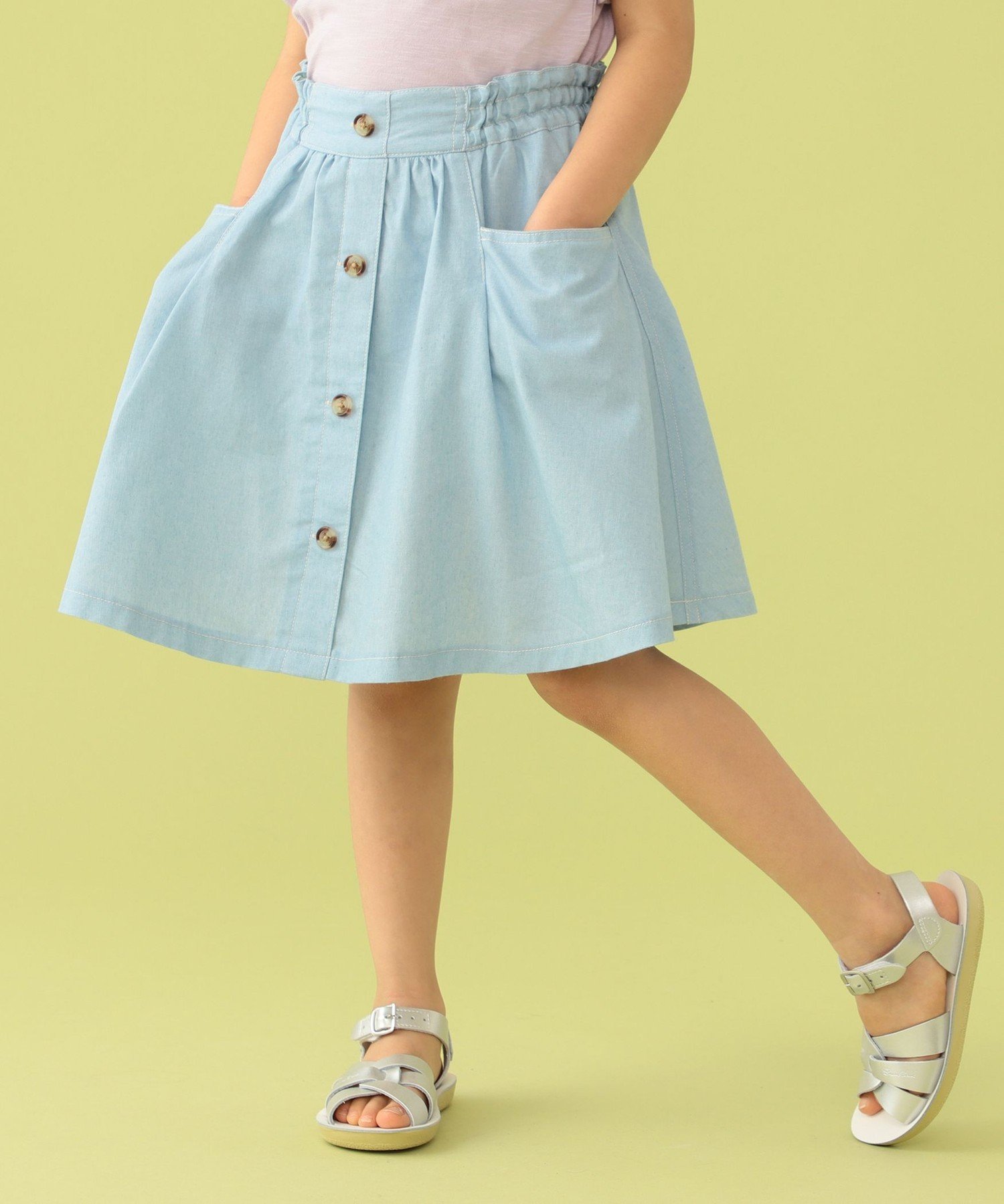 Короткая двойная юбка BEAMS mini / Big Pocket (90~150 см), DENIM — фото 4