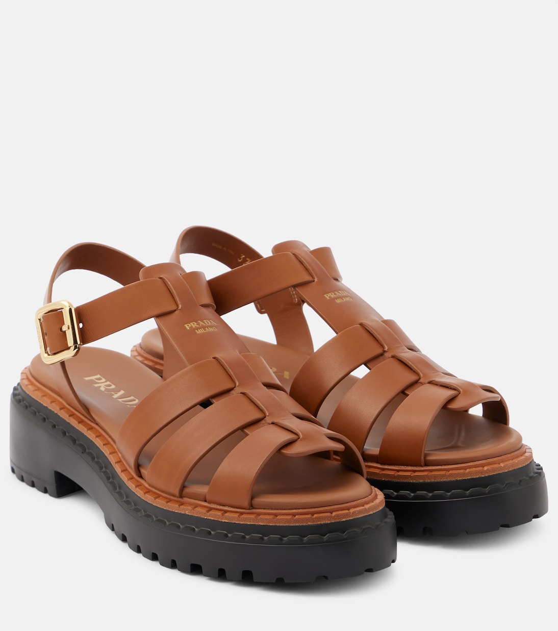 Кожаные сандалии Fisherman Prada, Cuoio 1