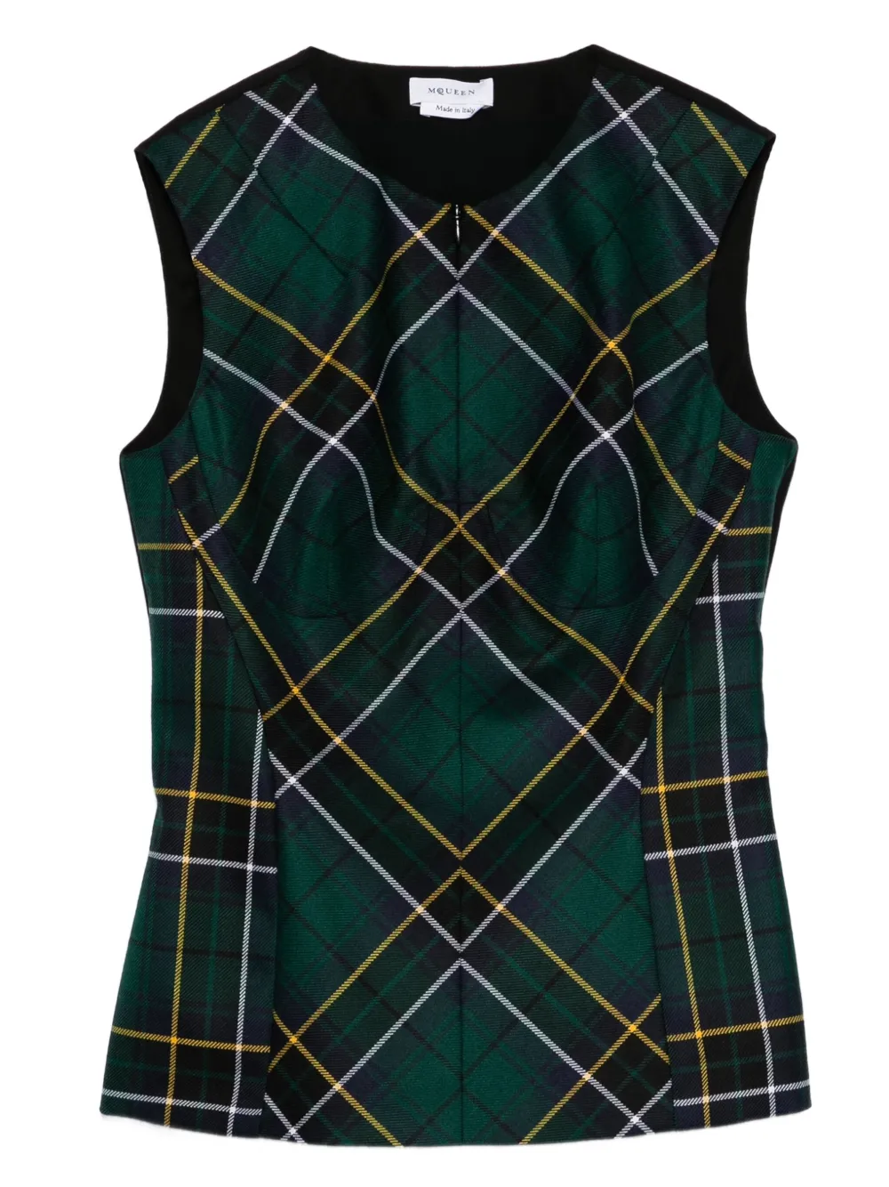 

Клетчатый топ без рукавов Alexander McQueen, синий