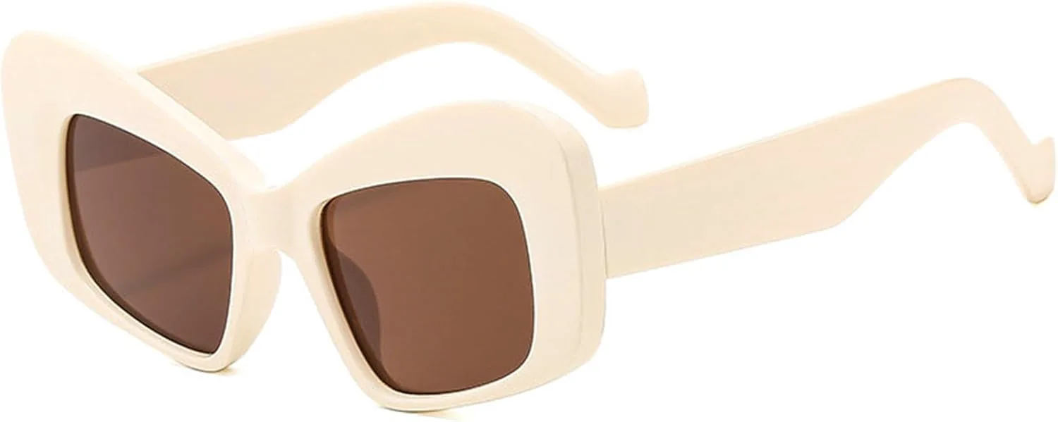 

Солнцезащитные очки Helena Oversized для женщин, модные овальные футуристические солнцезащитные очки, прямоугольные солнцезащитные очки, очки для зрения S65, Beige