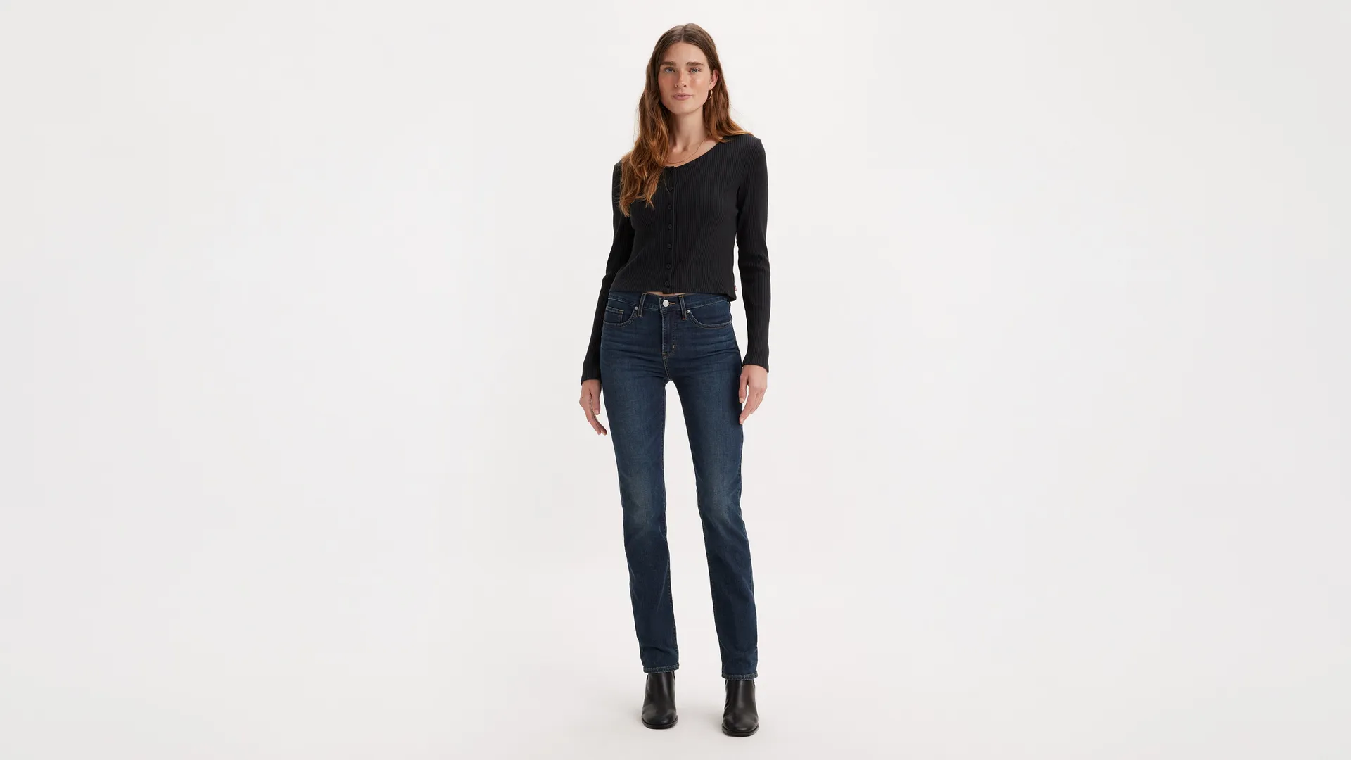 

314 моделирующие крутые прямые женские джинсы Levi's, цвет Planet Blue - Dark Wash