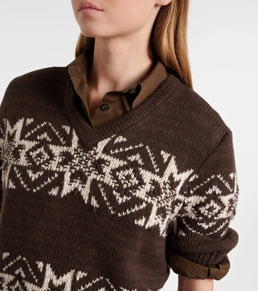 Хлопковый и шерстяной свитер Intarisa Polo Ralph Lauren, коричневый — фото 4