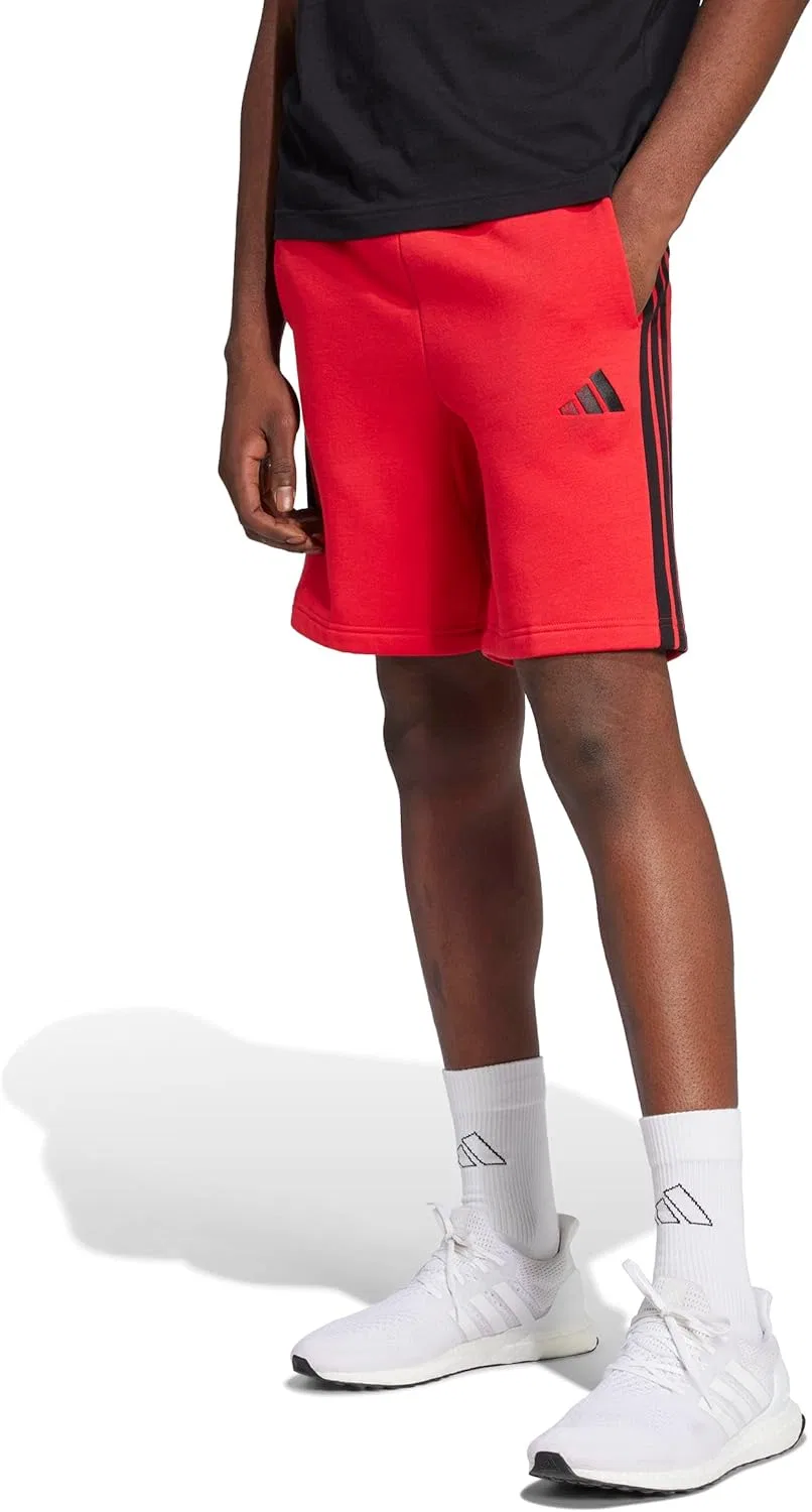 Шорты Essential 3-Stripes adidas, Pure Ruby/Black