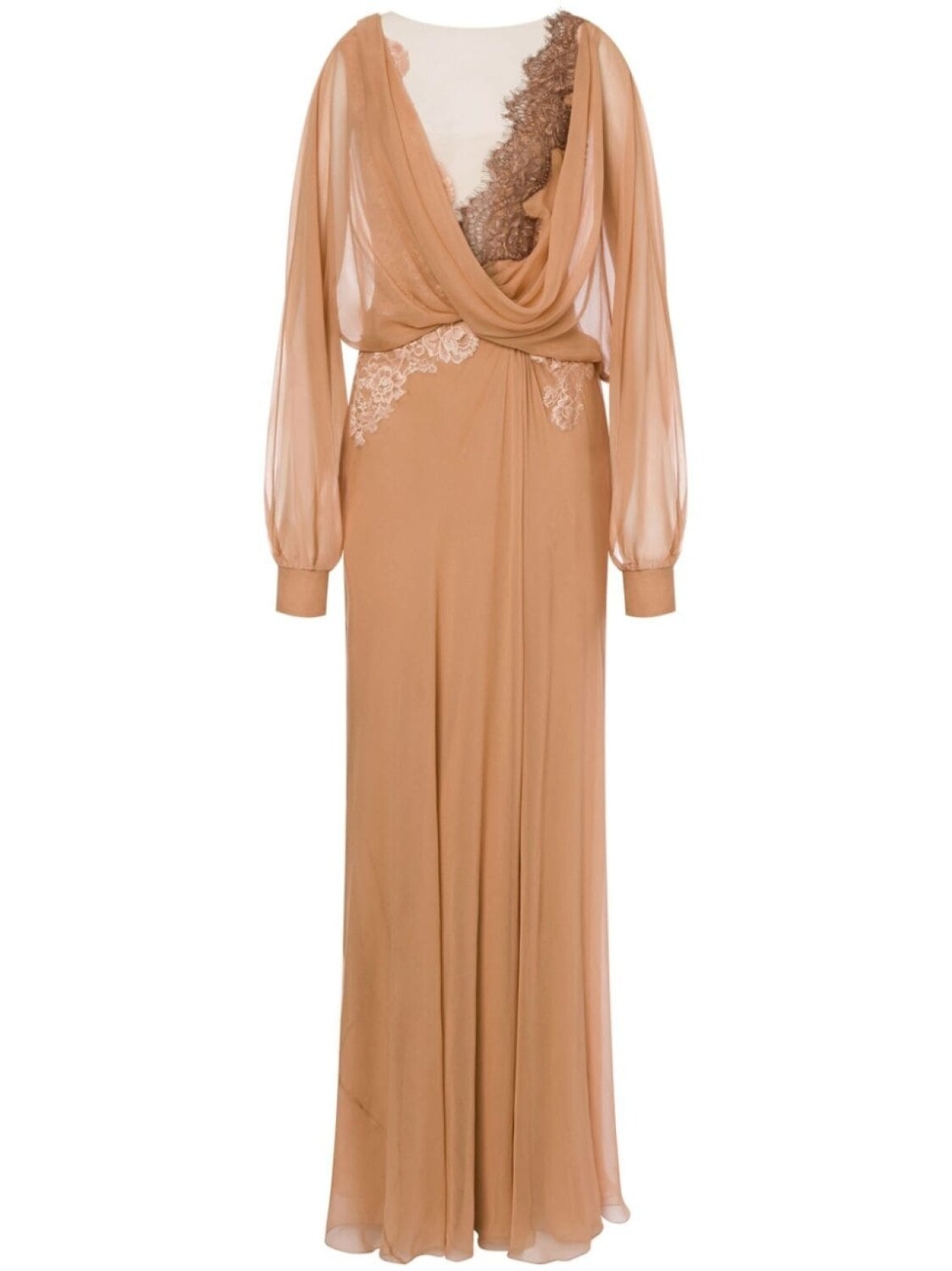 

Alberta Ferretti длинное шелковое платье, нейтральный цвет