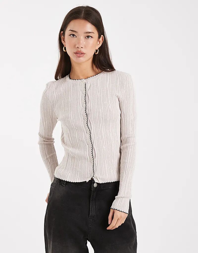 

Кардиган Miss Selfridge, связанный в рубчик, кремового цвета