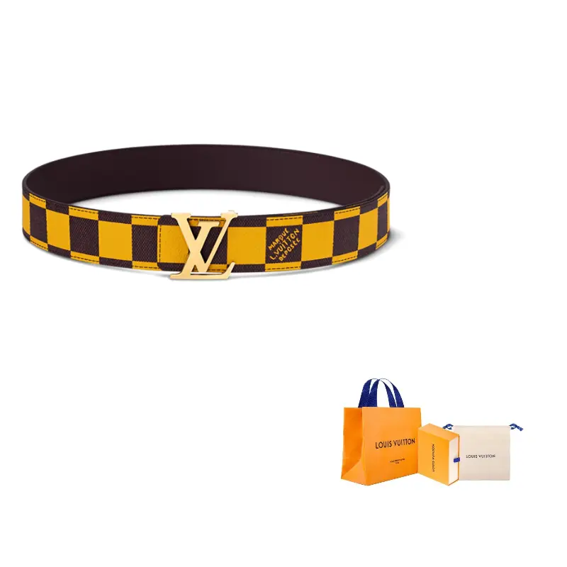 

Ремень кожаный Louis Vuitton мужской, коричневый / желтый